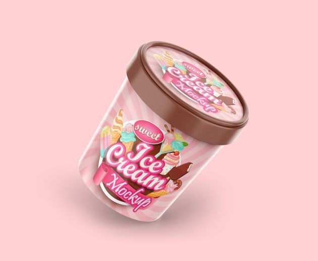 free ice cream tub mockup