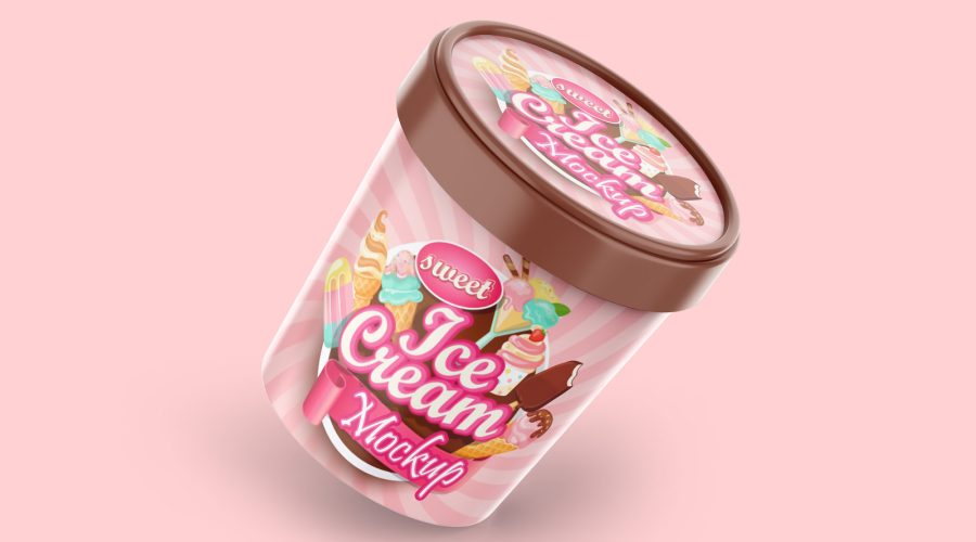 free ice cream tub mockup