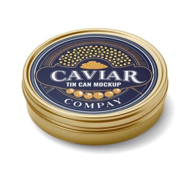 black caviar mockup in tin can