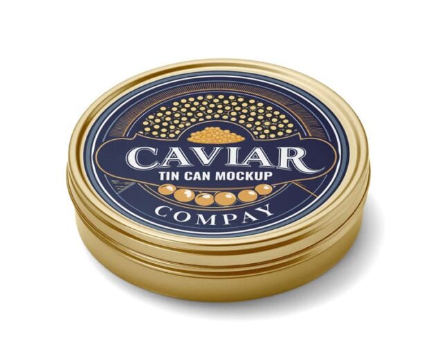 black caviar mockup in tin can