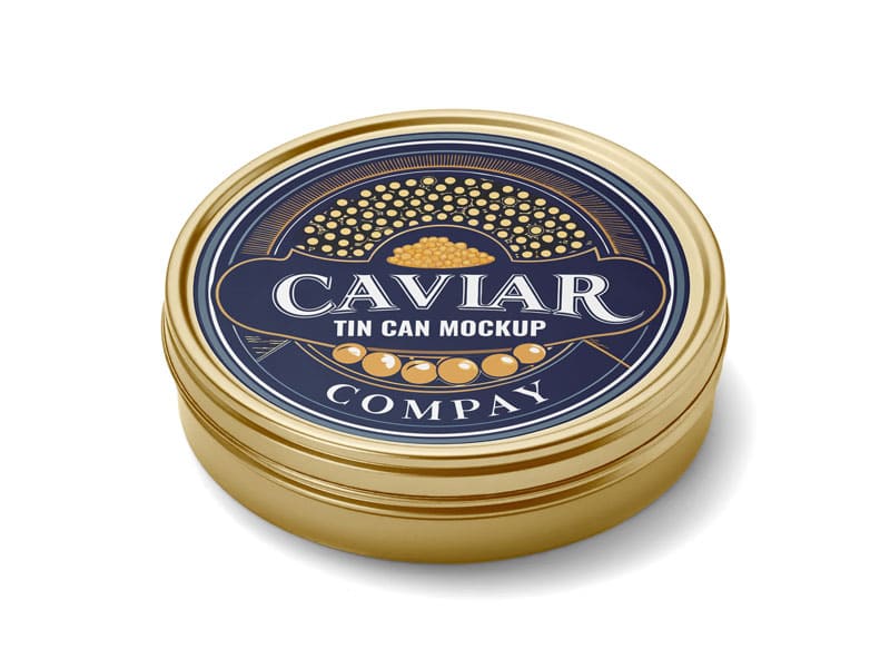 black caviar mockup in tin can